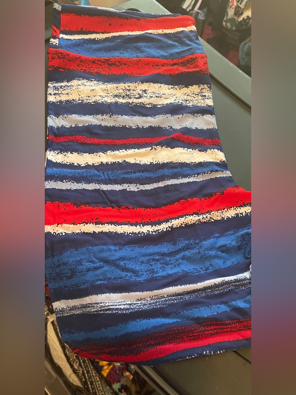 LuLaRoe Women's Leggings TC2  Red, Navy, Royal Blue & White Striped